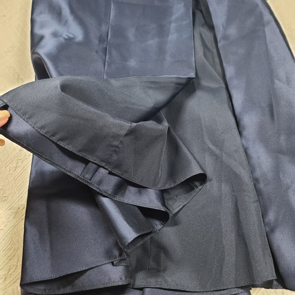 Alfred Sung D770 midnight navy sleeveless satin trumpet gown Size 18 black tie - Picture 14 of 16